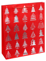 Пакет M Красный с елочками 18х24х8,5см
