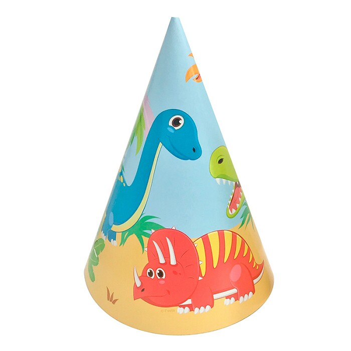Колпаки бумага Динозаврики уп6