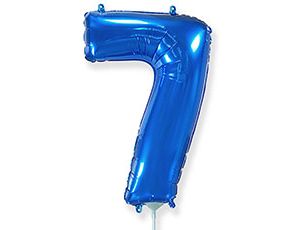 Шар фольга Цифра 16"/Fm Голубая Blue "7"