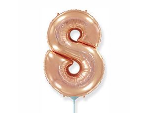 Шар фольга Цифра 16"/Fm Розовое Золото Rose Gold "8"