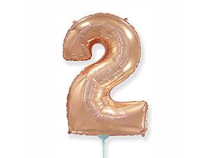 Шар фольга Цифра 16"/Fm Розовое Золото Rose Gold "2"