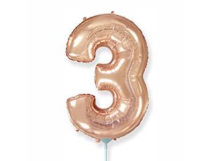 Шар фольга Цифра 16"/Fm Розовое Золото Rose Gold "3"