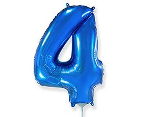 Шар фольга Цифра 16"/Fm Голубая Blue "4"