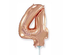 Шар фольга Цифра 16"/Fm Розовое Золото Rose Gold "4"