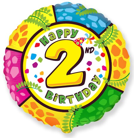 Шар фольга Цифра 18"/Fm круг Happy Birthday "2"