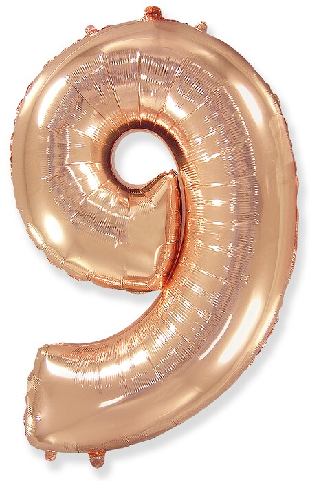 Шар фольга Цифра 40"/КА Розовое золото "9"