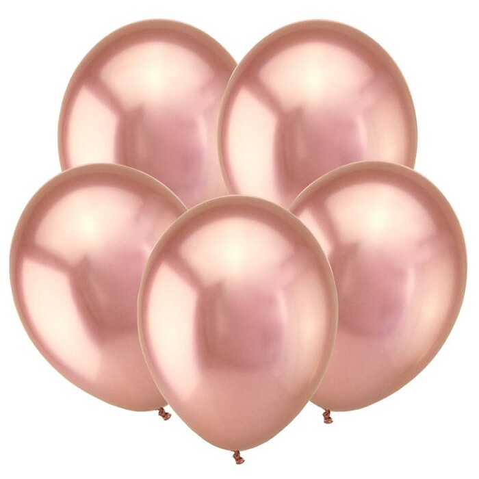 Шар латекс 5"/ВС хром Зеркальные шары Розовое золото Mirror Rose Gold 50шт