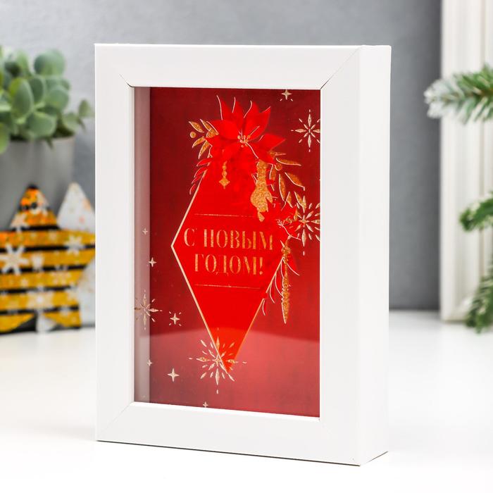 Копилка интерьерная пластик Пуансеттия - С Новым Годом 17х12х3,8см