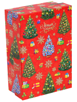 Коробка прямоугольник 19х12х7,5см Новогодние елочки