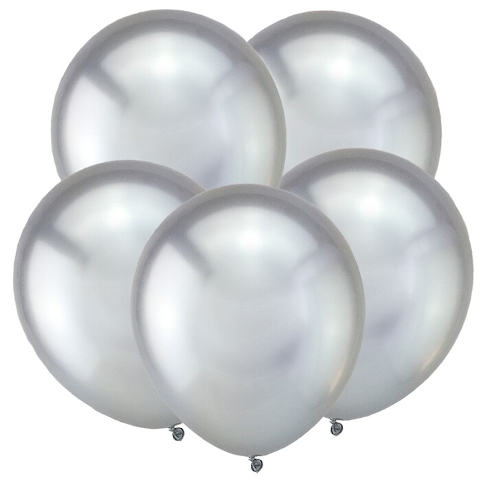 Шар латекс 5"/ВС хром Зеркальные шары Серебро Mirror Silver (50шт)