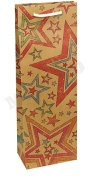 Пакет под бутылку Крафт 12x36x8,5см Праздничные звезды
