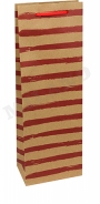 Пакет под бутылку Крафт 12x36x8,5см Красные полосы