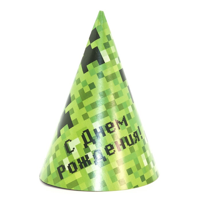 Колпаки бумажные Пиксели (уп6)