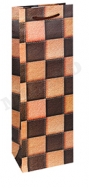 Пакет под бутылку 12x36x8,5см Шахматная клетка