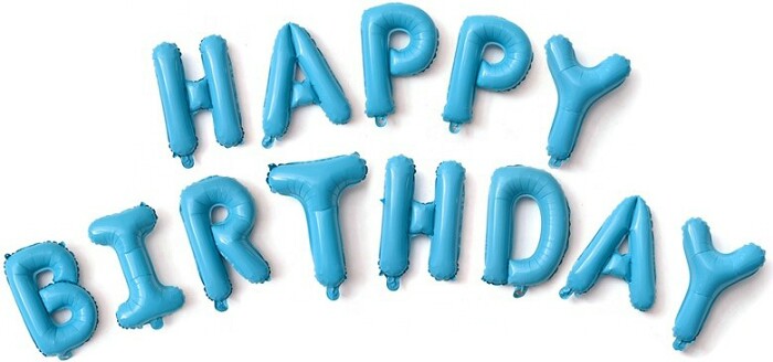 Шар фольга Буквы надпись Happy Birthday 16'' 41см Голубой FL