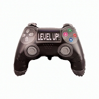 Шар фольга фигура Джойстик игровой LEVEL UP 19" 48см.H X 27" 69см.W Fm