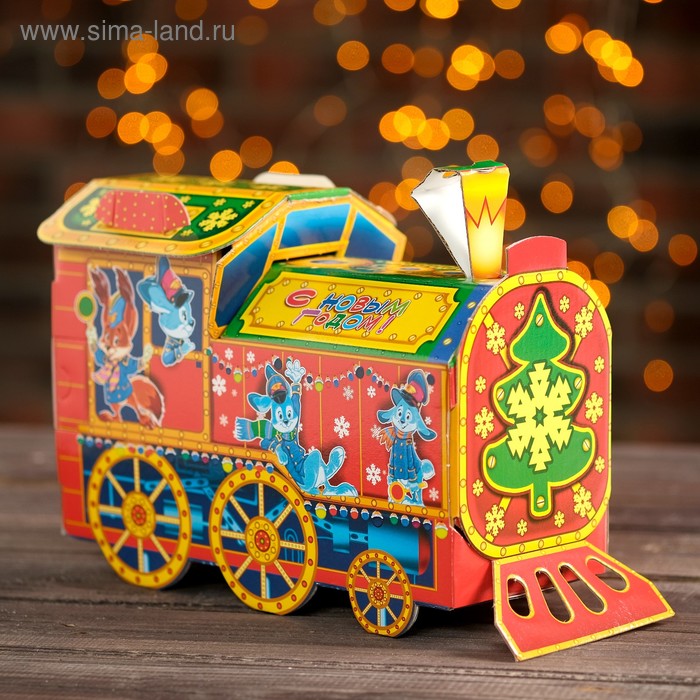Коробка сборная Паровозик красный 26х11 5х20см