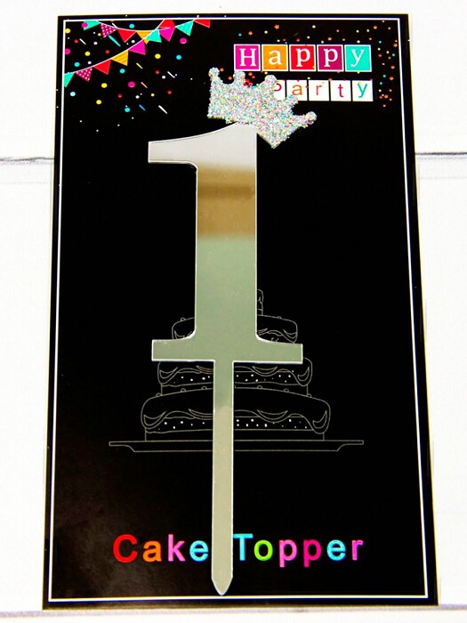 Топпер пластик Серебро "1"