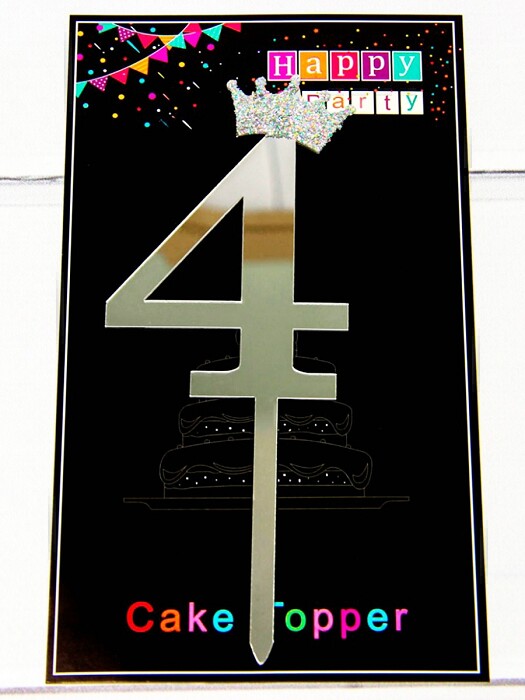 Топпер пластик Серебро "4"