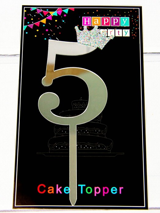 Топпер пластик Серебро "5"