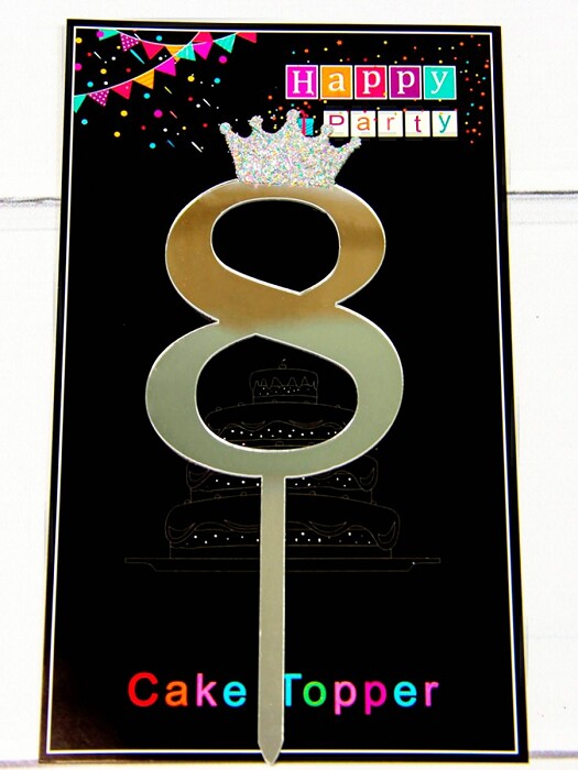 Топпер пластик Серебро "8"