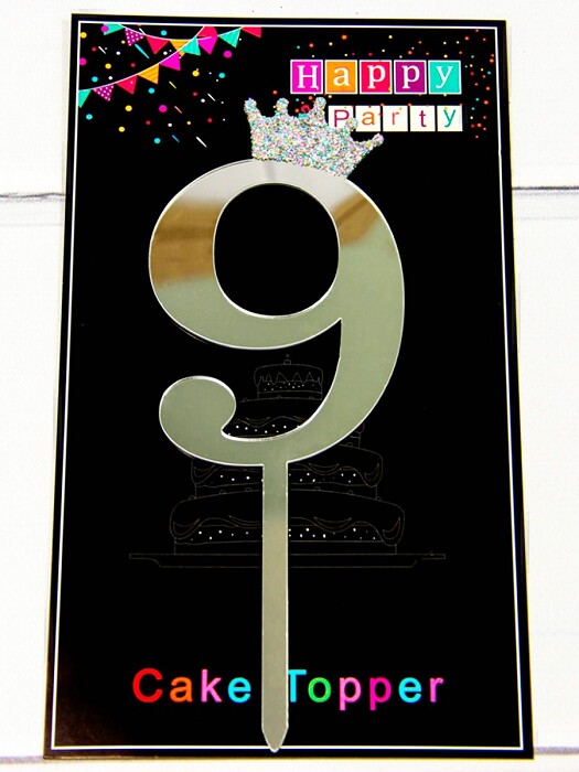 Топпер пластик Серебро "9"