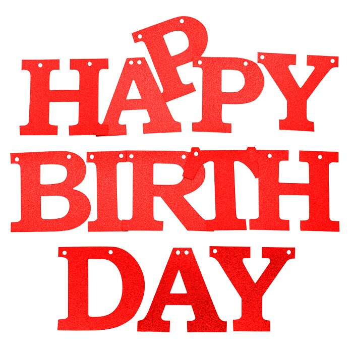 Гирлянда буквы 150см Happy Birthday Красный с блестками