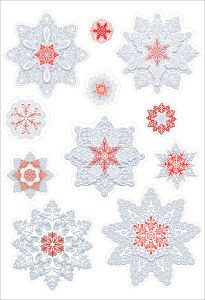 Наклейка для оформления А3 (снежинки красные)
