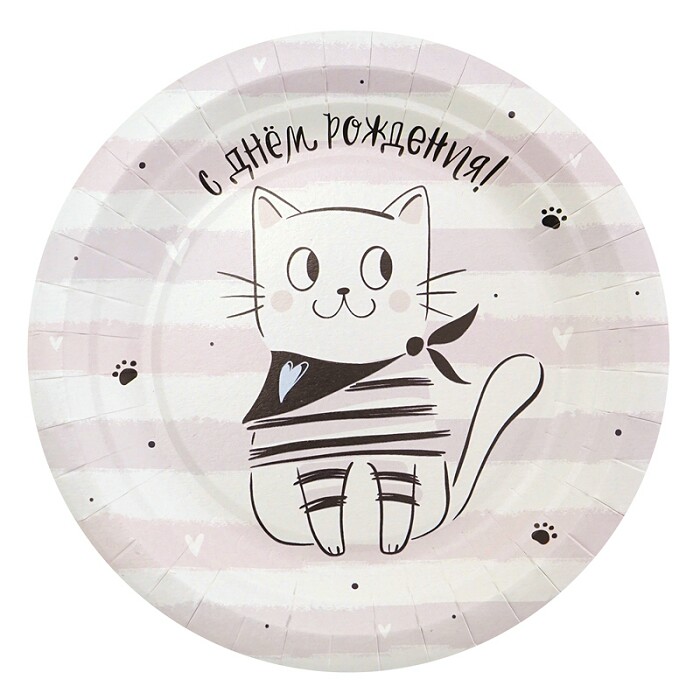 Тарелки бумажные 180мм СДР Котики (уп6) Россия