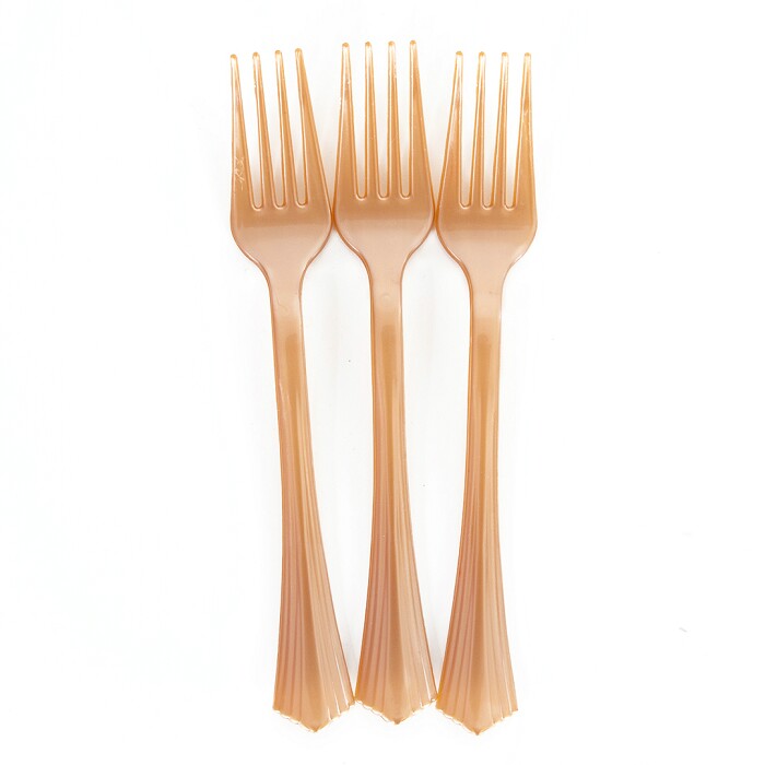 Столовые приборы Вилки пластик Розовое Золото 17см уп10