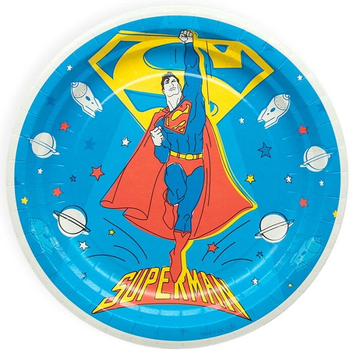 Тарелки бумажные 180мм Супермен синий уп6 НД Плэй