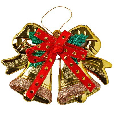 Подвеска пластик Колокольчики золото 13см