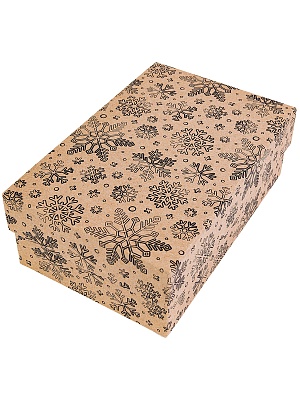 Коробка прямоугольник Крафт Снежинки 15х10х5см