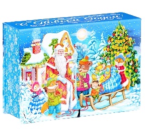 Коробка книга Дедушка Мороз и лесные звери 13,5х20х6см