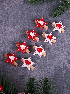 Прищепки керамика декор Звезды 3,5см (уп8)