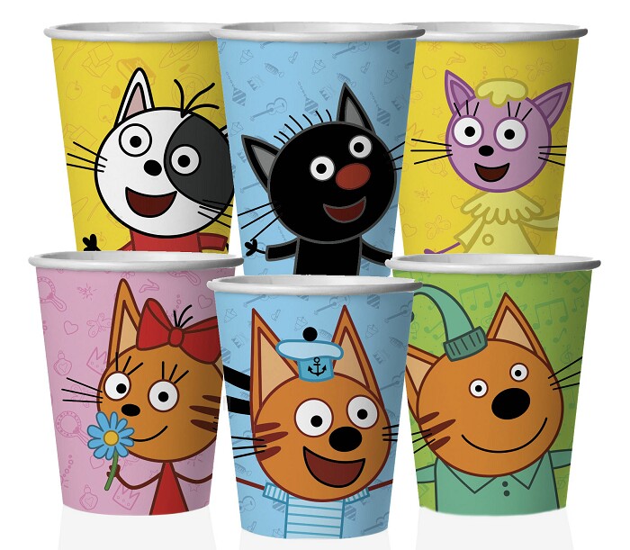 Стаканы бумага 250мл Три Кота Играем вместе уп6