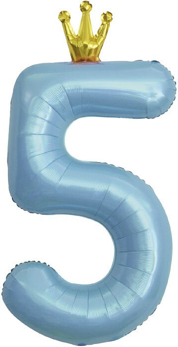 Шар фольга Цифра 40''/FL Цифра Золотая корона Голубой 5
