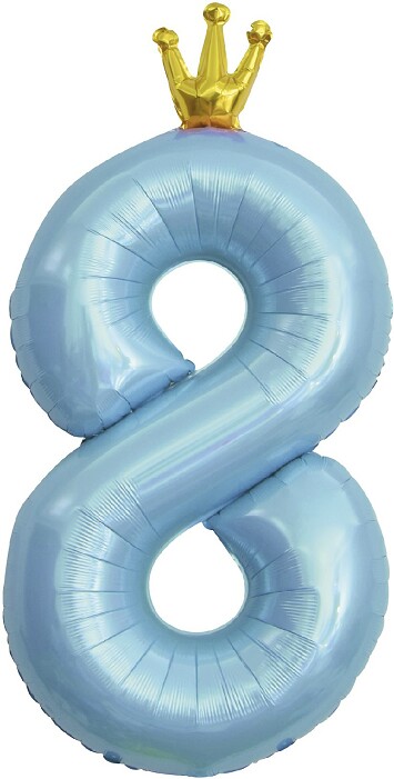 Шар фольга Цифра 40''/FL Цифра Золотая корона Голубой 8