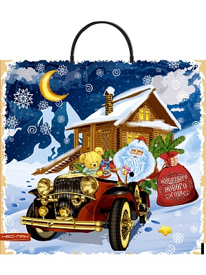 Пакет ПЭТ с пластиковой ручкой Новогодняя доставка 37х35см