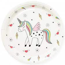 Тарелки бумажные 230мм Радужный единорог Белый уп6 ВолВес