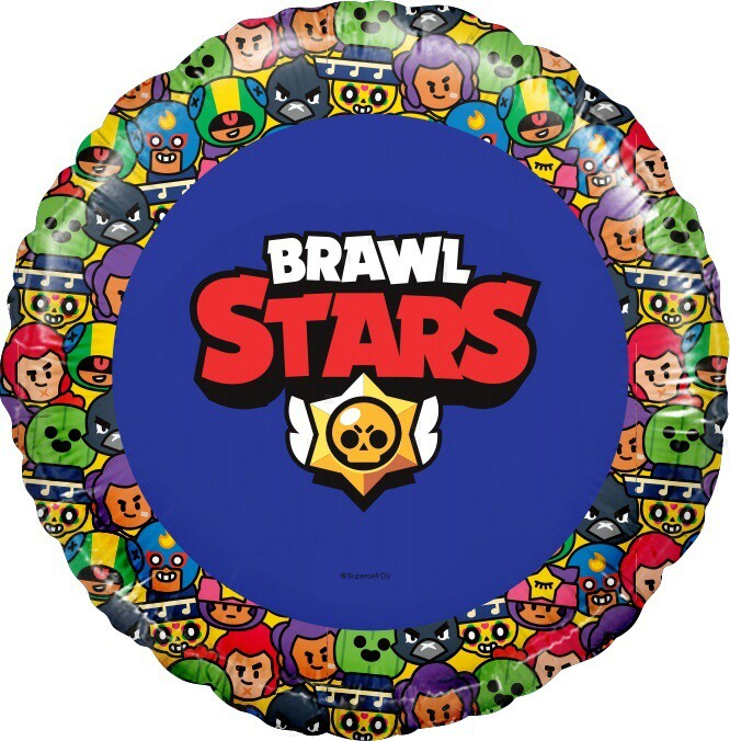 Шар фольга 18''/AG круг Brawl Stars Звездные бойцы дизайн №3 Синий