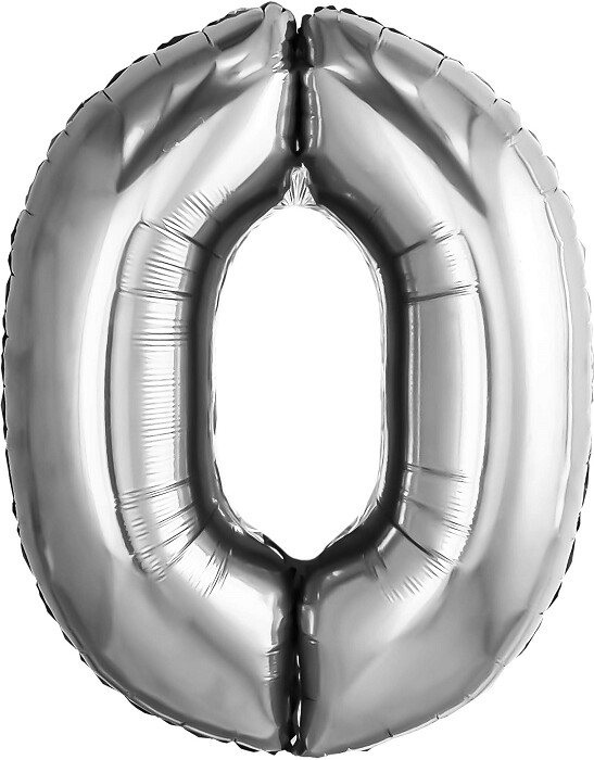 Шар фольга Цифра 32''/AG Slim Серебро Silver "0"
