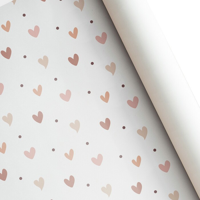 Бумага лист 60х89см Сердца (уп10) Россия