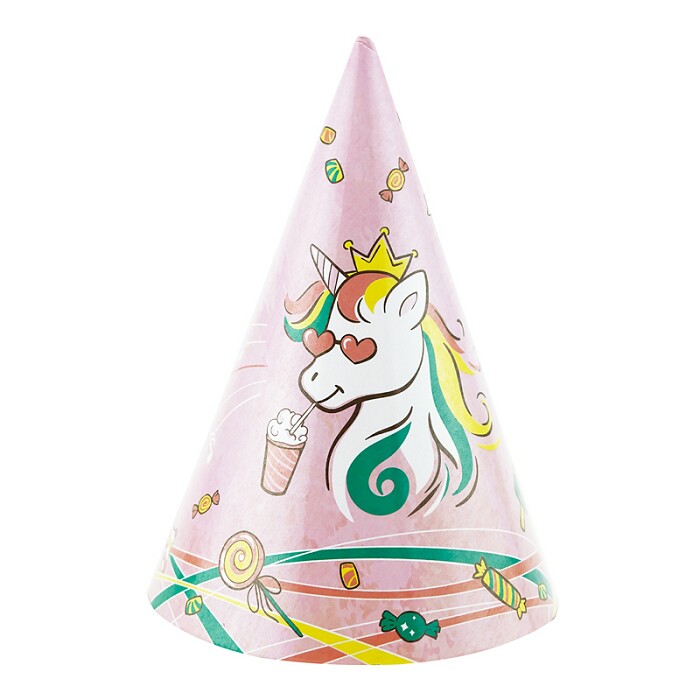 Колпаки бумага Единорог Супер вечериночка уп6