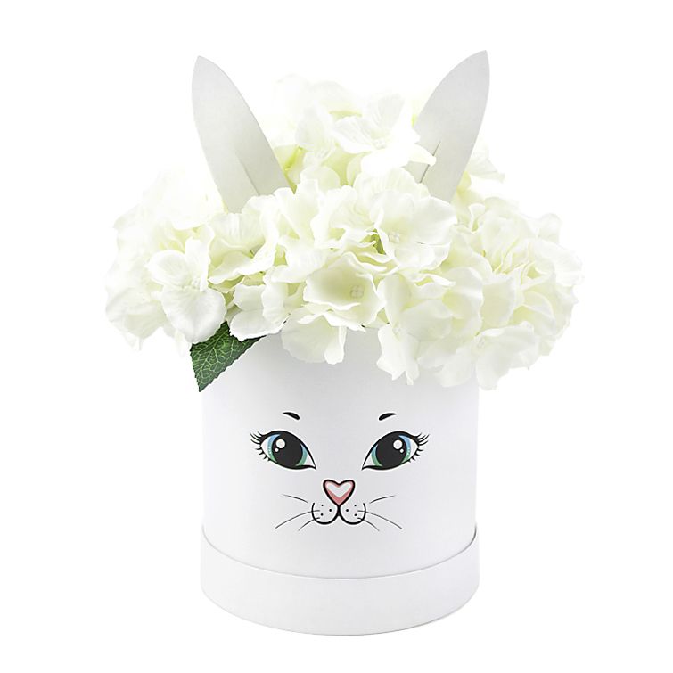 Коробка цилиндр с топпером Зайчик с ушками 15х15х16 11,5х11,5х14см набор 2 в1