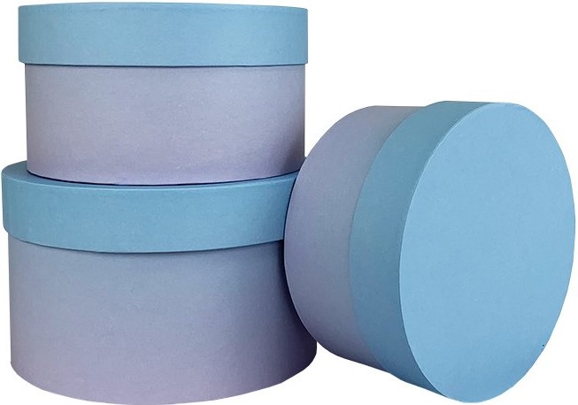 Коробка цилиндр Голубая волна Градиент 20х20х12см набор 3 в1