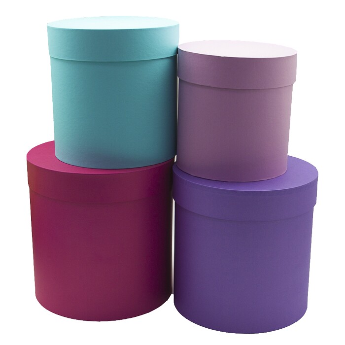 Коробка цилиндр Микс цветов 22х22см набор 4 в1