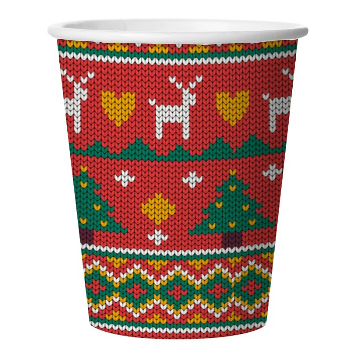 Стаканы бумага 250мл Новогодний орнамент уп6