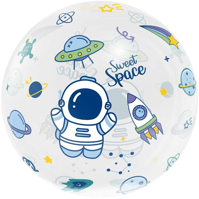 Шар фольга Сфера 3D Bubble Бабблс 18'' Космос прозрачный кристалл с клапаном 46см FL