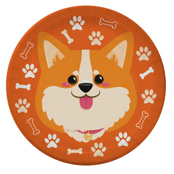 Тарелки бумажные 180мм Корги (уп6) 77428 ДонБал